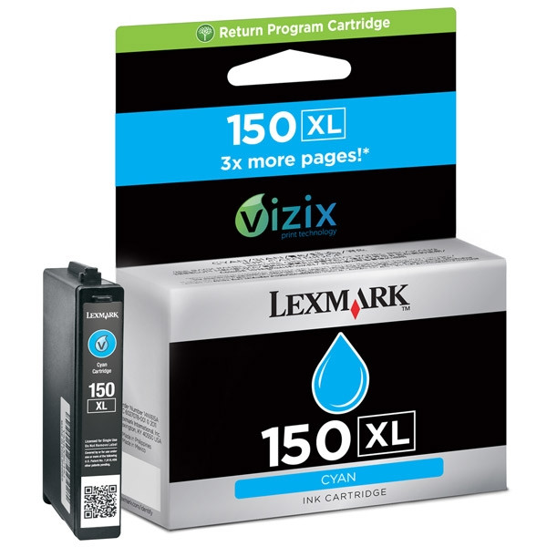 Lexmark 14N1615E (#150XL) high capacity cyan ink cartridge (original) 14N1615E 040466 - 1