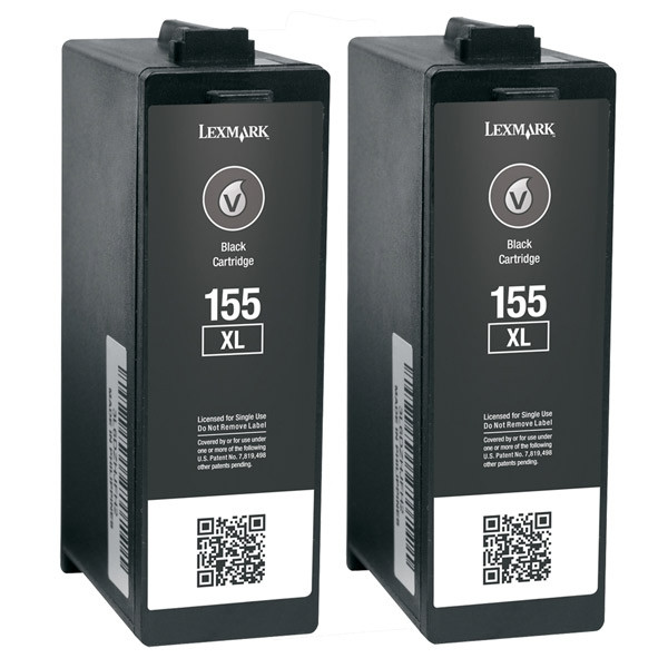 Lexmark 14N1811E (#155XL) extra high capacity black cartridge 2-pack (original) 14N1811E 040476 - 1