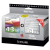 Lexmark 80D2966 (#43XL) black + (#44XL) colour ink cartridge 2-pack (original Lexmark)