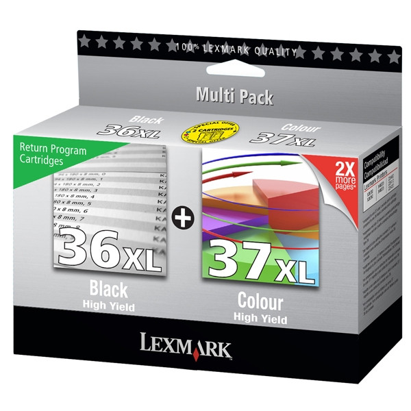 Lexmark 80D2978 (#36XL) black + (#37XL) ink cartridge 2-pack (original Lexmark) 040388 - 1