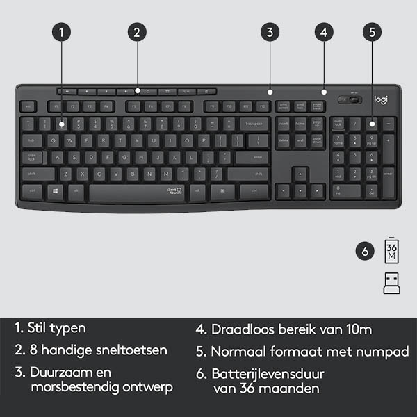 Wireless keyboard + mouse | Logitech MK295 224874 - 3