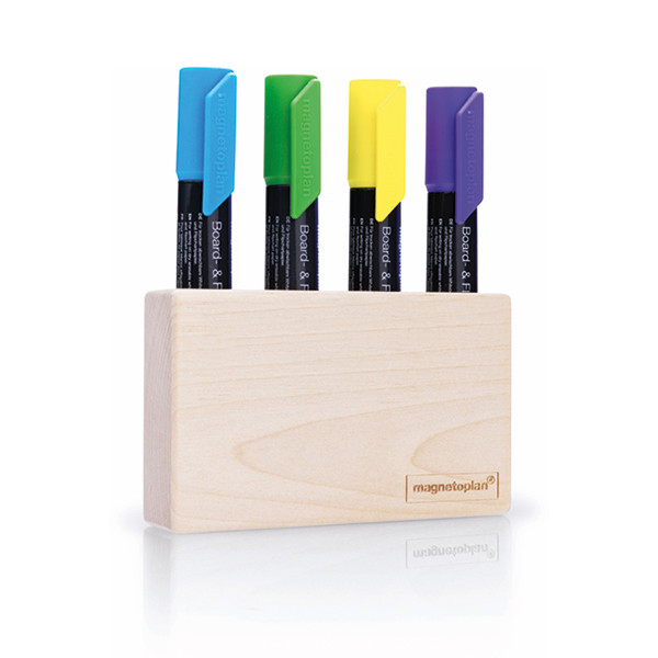 Magnetic wooden marker holder | 4-pens | Magnetoplan 423371 - 3