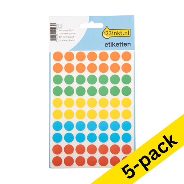 Marking dots Ø13mm (assorted colours) | 123ink | 1,400 stickers 301507 - 1