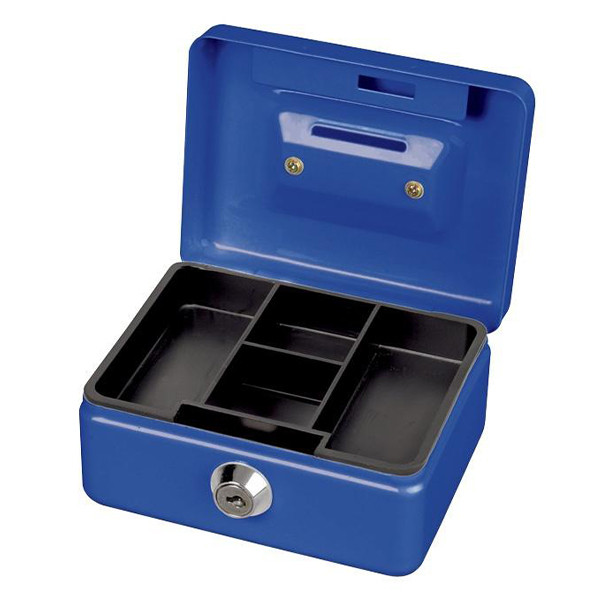 Cash box with coin slot (steel, 12.5 x 9.5 x 6cm) | Maul | blue 402236 - 1