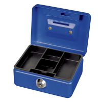 Cash box with coin slot (steel, 12.5 x 9.5 x 6cm) | Maul | blue 402236