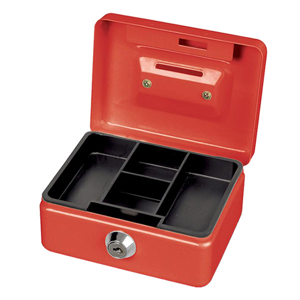 Cash box with coin slot (steel, 12.5 x 9.5 x 6cm) | Maul | red 402235 - 1