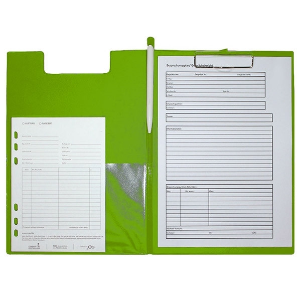 Maul light green A4 portrait clipboard with cover 2339254 402143 - 1