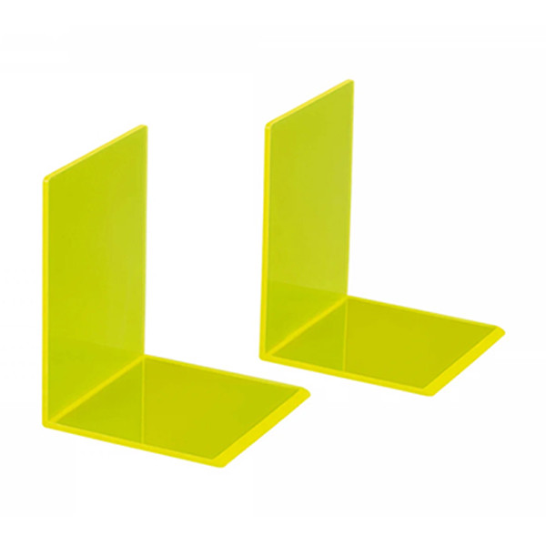 Maul neon yellow transparent acrylic bookends, 10cm x 10cm x 13cm (2-pack) 3513611 402339 - 2
