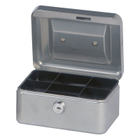 Maul silver steel cash box, 15.2cm x 12.5cm x 8.1cm 5610195 402104