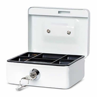 Maul white steel cash box with coin slot (12.5cm x 9.5cm x 6cm) 5603002 402201