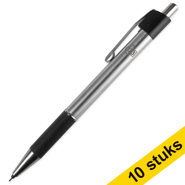 Mechanical pencil HB | 0.7mm | silver/black | 123ink | 10-pack 301207 - 1