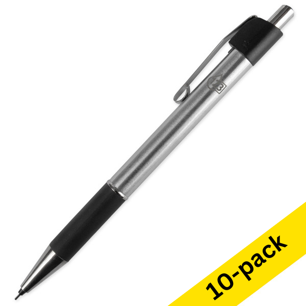 Mechanical pencil HB | 0.7mm | silver/black | 123ink | 10-pack 301207 - 1