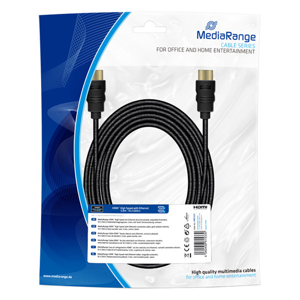 MediaRange black connection cable, 10.2 gbit/s, 5.0m, cotton MRCS211 361048 - 1