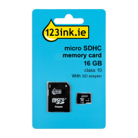 Micro SDHC memory card (16GB) + SD adapter | Class 10 | 123ink 300694