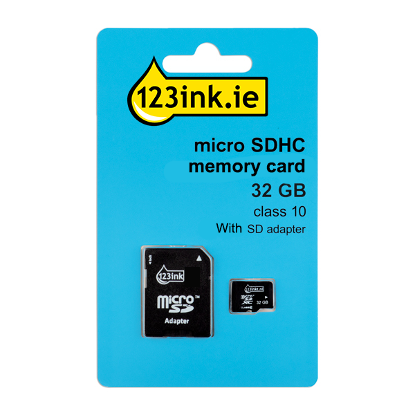 Micro SDHC memory card (32GB) + SD adapter | Class 10 | 123ink 300695 - 1