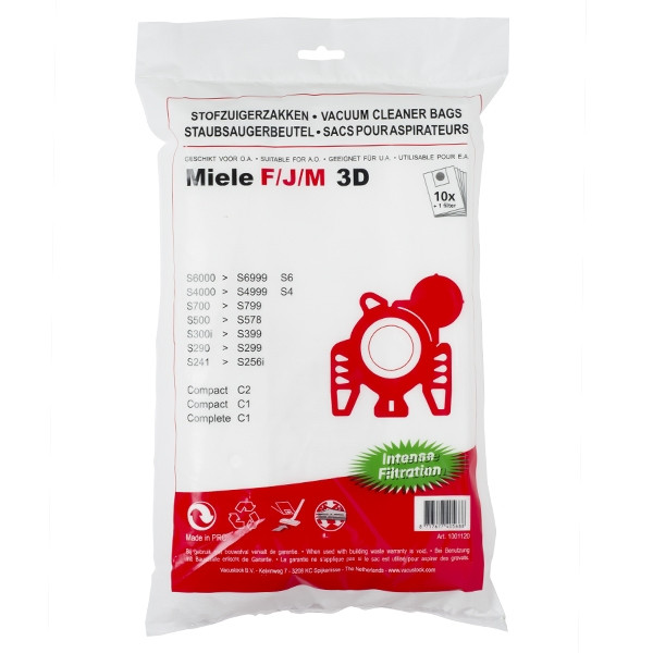Miele type F/J/M microfibre 3D vacuum cleaner bags | 10 bags + 1 filter (123ink version) 9917710c SMI01005 - 1