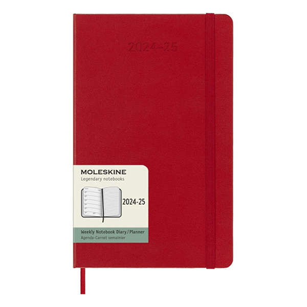 Moleskine scarlet red large hardcover 18 month weekly diary 2024/2025 313224 - 1