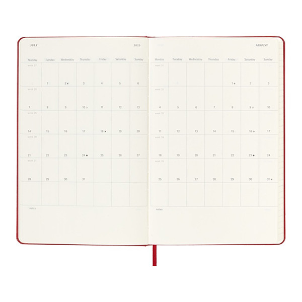 Moleskine scarlet red large hardcover 18 month weekly diary 2024/2025 313224 - 3