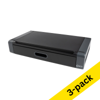 Monitor stand with drawer | black/grey | 123ink | 3-pack 302871