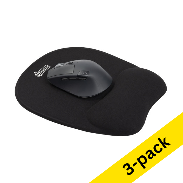 Mouse pad with wrist rest | 123ink memory foam black | 3-pack 302864 - 1