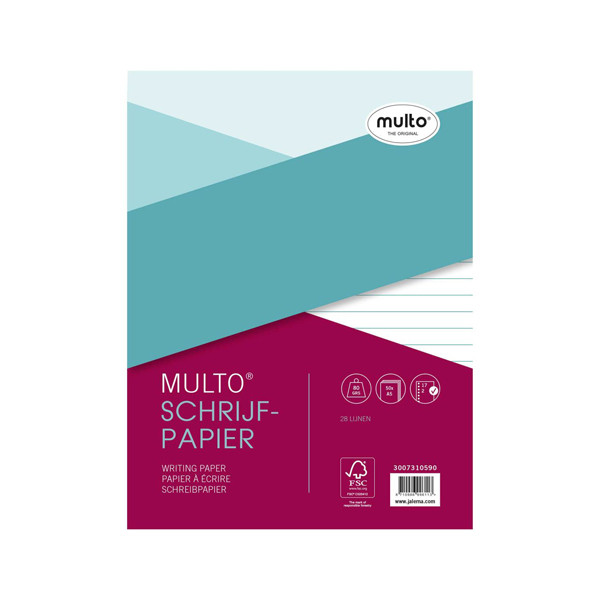 Multo A5 lined ring binder paper 80g, 50 sheets (17-rings) 205673 - 1