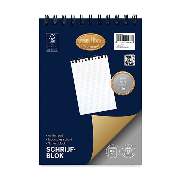 Multo A5 lined spiral notepad, 100 sheets 205912 - 1