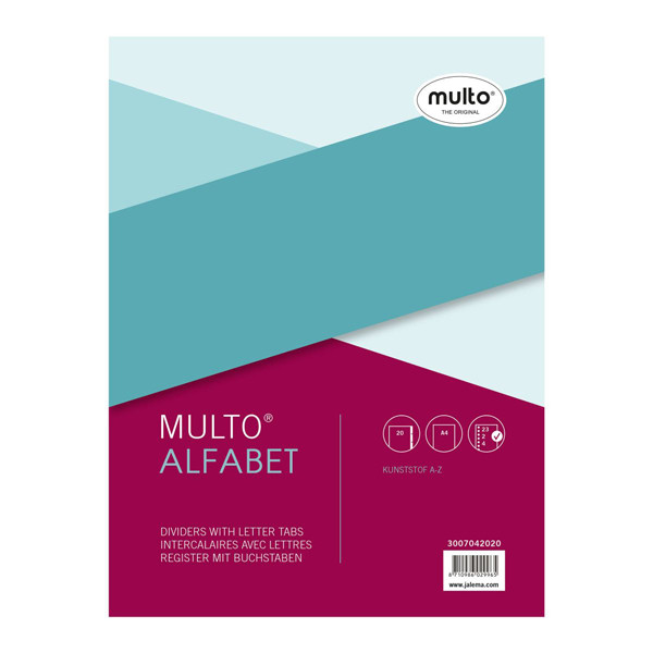 Multo grey A4 plastic tabs with A-Z tabs (23 holes) (20-pack) 3007042020 205697 - 1
