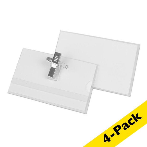 Name badge with combi-clip | 90 x 57mm | 123ink 25-pack x4 390657 - 1