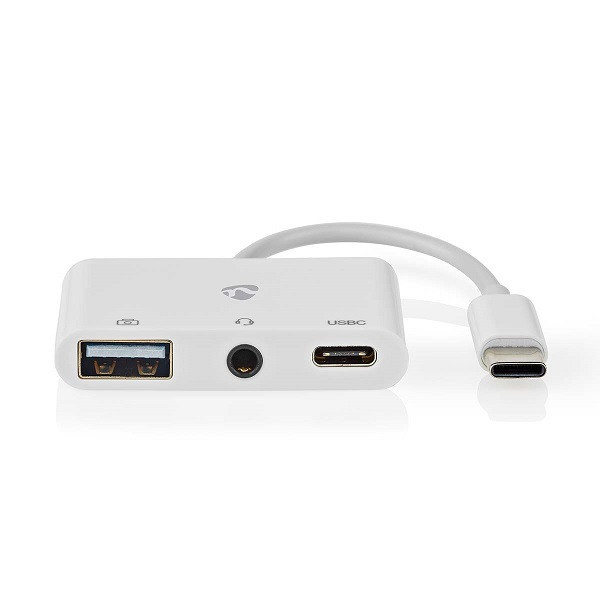Nedis USB-C, USB-A, 3.5mm jack white docking station, 0.1m K010214333 - 1