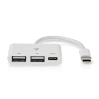 Nedis white bus-powered USB-C hub (1 x USB C to USB C and 2 x USB A) K120200097