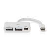 Nedis white bus-powered USB-C hub (1 x USB C to USB C and 2 x USB A)