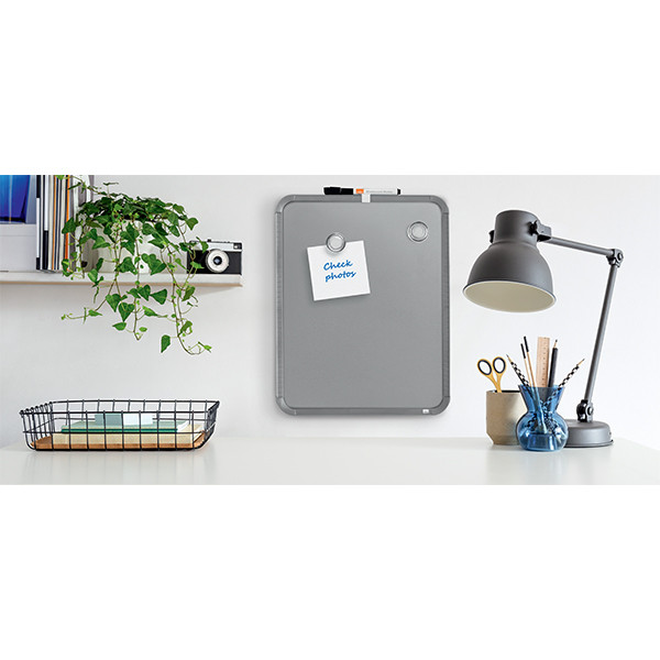 Whiteboard 36 x 28cm magnetic painted steel | silver | Nobo slimline 247141 - 4