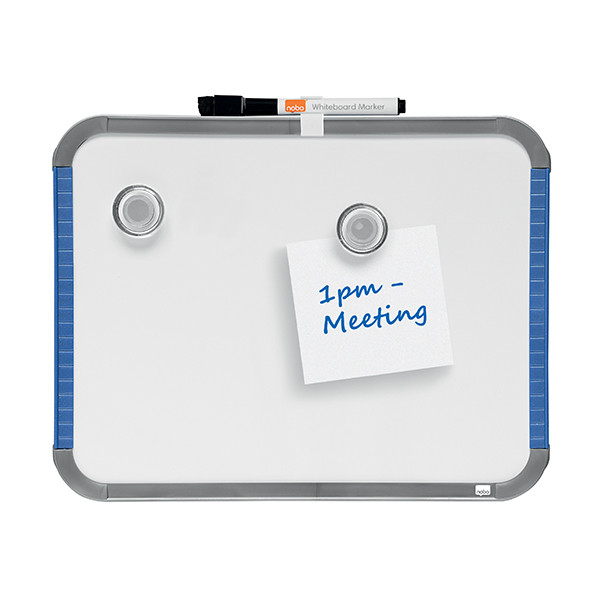 Nobo slimline white painted steel magnetic whiteboard, 28cm x 22cm QB05142ASTD 247140 - 2