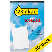 Notepad checkered A4 | 123ink | 100 sheets | 10-pack 300572