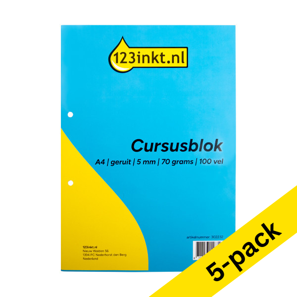 Notepad checkered course block A4 | 5mm | 123ink | 100 sheets | 5-pack 302233 - 1