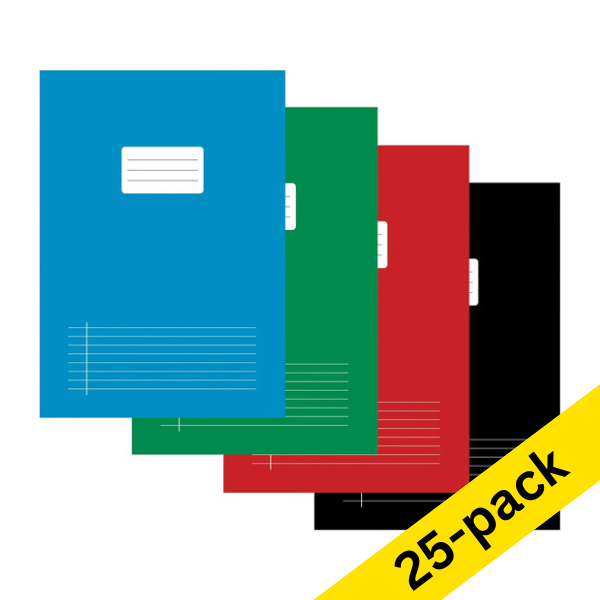 Notepad lined A4 | assorted colours | 123ink | 40 sheets | 25-pack 303147 - 1