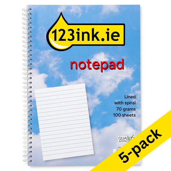 Notepad spiral A4 | 123ink | 100 sheets | 5-pack 300570 - 1