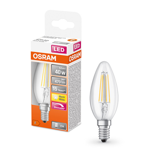 Osram E14 LED clear dimmable candle filament bulb 4.8W (40W)  LOS00130 - 1
