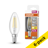 Osram E14 LED clear dimmable candle filament bulb 5.5W (60W) (6-pack)  LOS00133