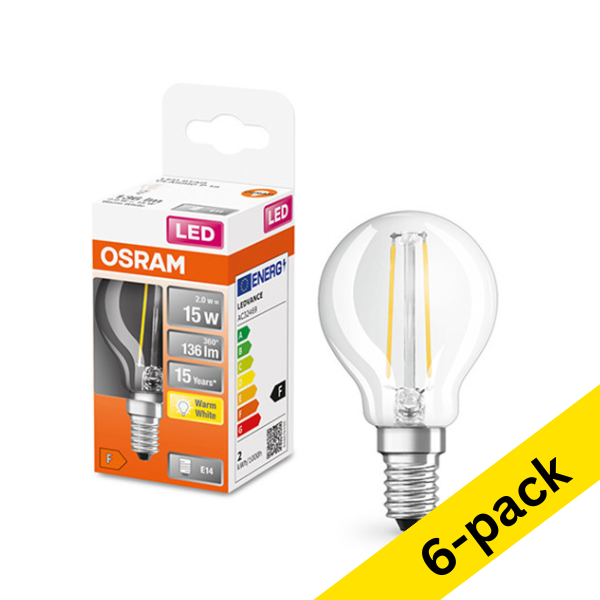 Osram E14 LED clear filament ball bulb 1.5W (15W) (6-pack) LOS00181 - 1