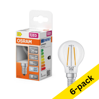 Osram E14 LED clear filament ball bulb 1.8W (25W) | 4000K (6-pack) LOS02165