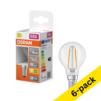 Osram E14 LED clear filament ball bulb 1W (15W) | 2700K (6-pack) LOS01888