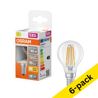 Osram E14 LED clear filament ball bulb 3.4W (40W) | 2700K (6-pack) LOS01896