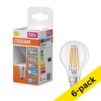 Osram E14 LED clear filament ball bulb 3.4W (40W) | 6500K (6-pack)
