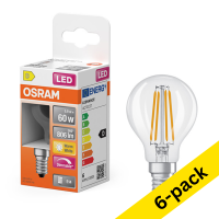 Osram E14 LED clear filament ball bulb 5.9W (60W) | 2700K (6-pack)