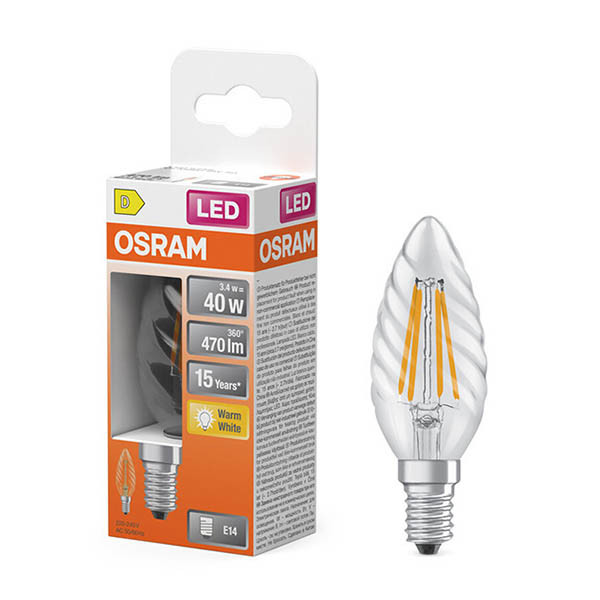 Osram E14 LED clear filament candle bulb 3.4W (40W) | 2700K LOS02140 - 1