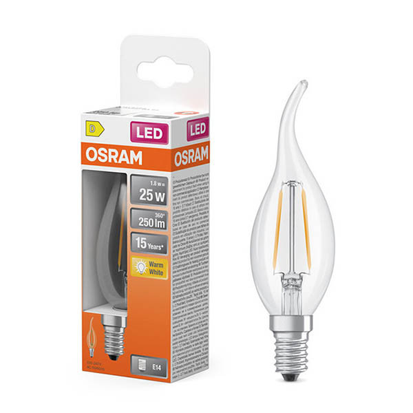 Osram E14 LED clear filament decorative candle bulb 1.8W (25W) | 2700K LOS02138 - 1