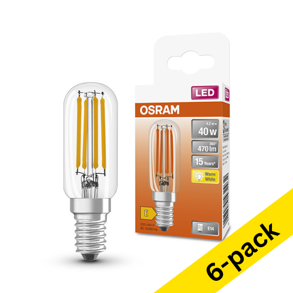 Osram E14 LED clear filament tube bulb 4.2W (40W) (6-pack) LOS00359 - 1
