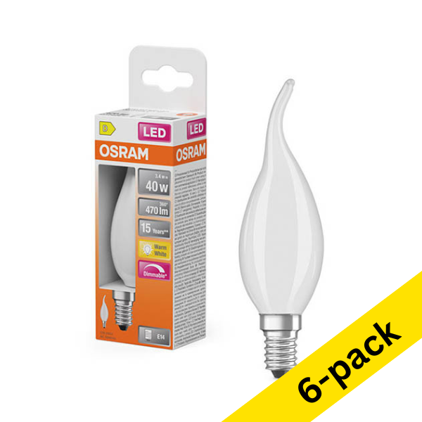 Osram E14 LED dimmable decorative matte bulb 3.4W (40W) | 2700K (6-pack) LOS01852 - 1