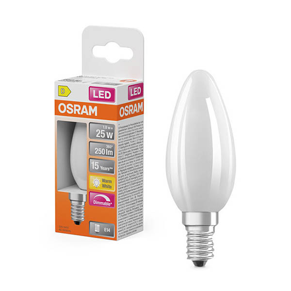 Osram E14 LED dimmable matte candle bulb 1.8W (25W) | 2700K LOS01849 - 1